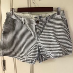 blue and white stripped shorts